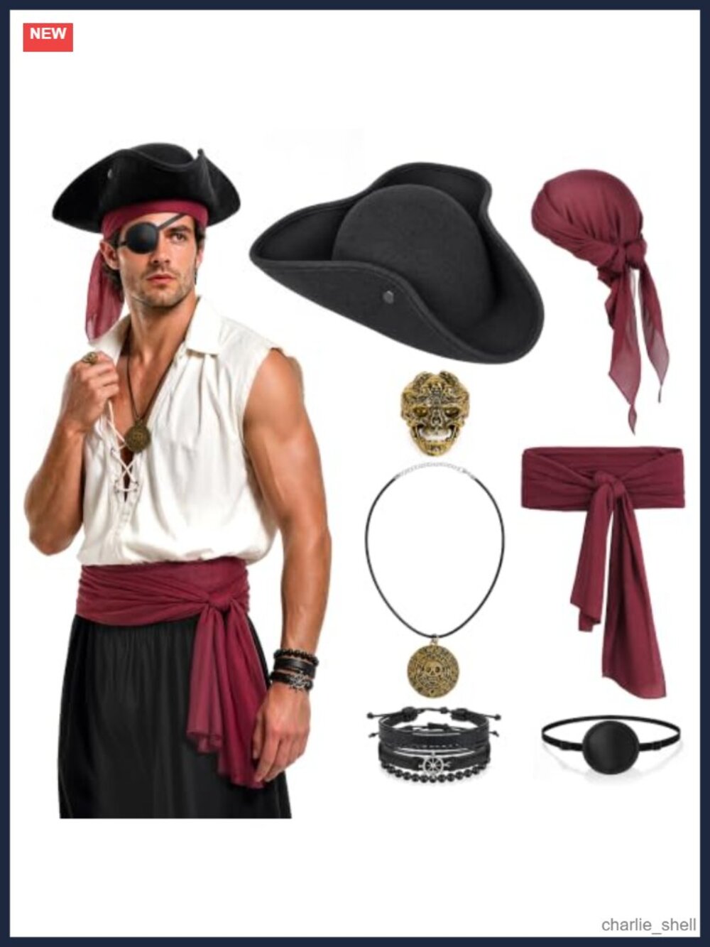 Pirate Costume Accessories Set 7PCS Men Adult Halloween